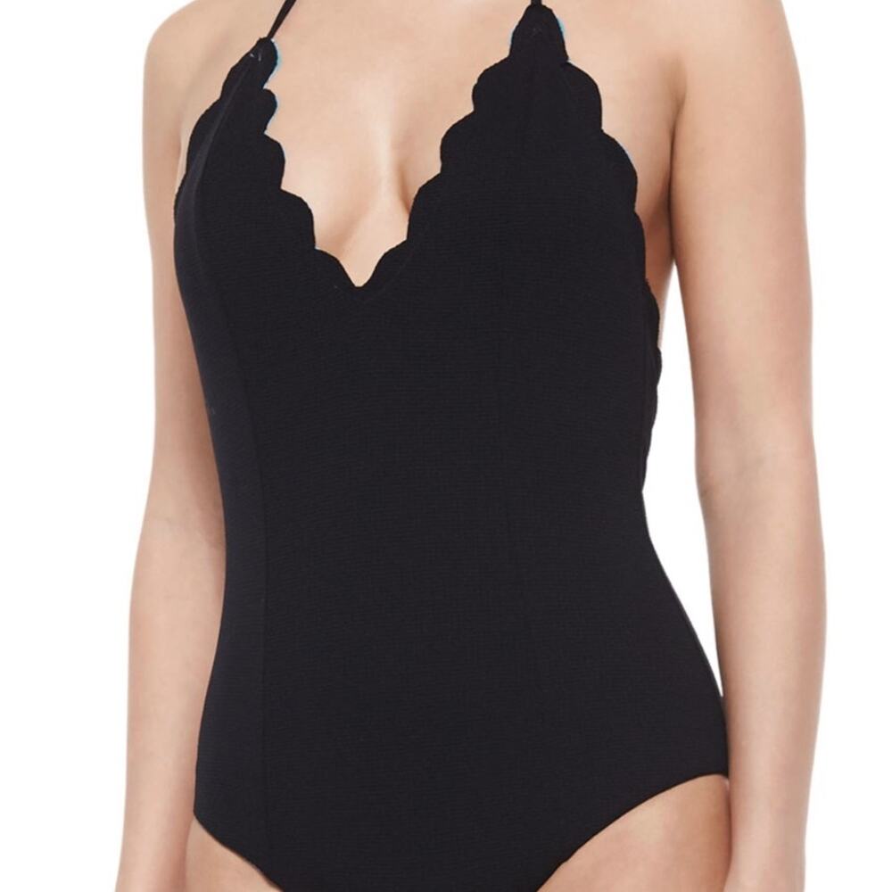 Marysia Swim XS Broadway Reversible Maillot OnePiece Black Blue Scallop Beach